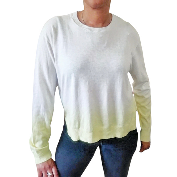 ATM Anthony Thomas Melillo Boxy Dip Dye crewneck sweater yellow ombre Size S NEW - Picture 7 of 7